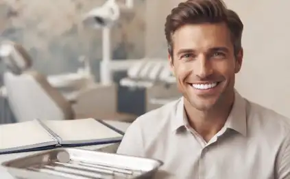 Dentist smiling during veneer treatment consultation – veneer cost